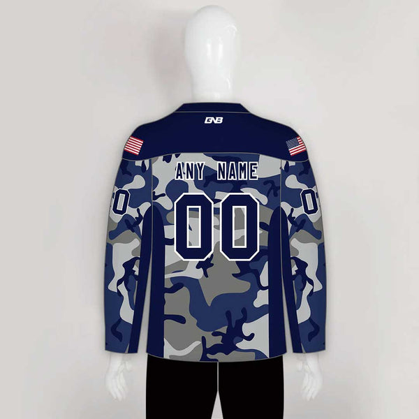HJC166 Navy Camo Sublimated Custom Made Hockey Jerseys