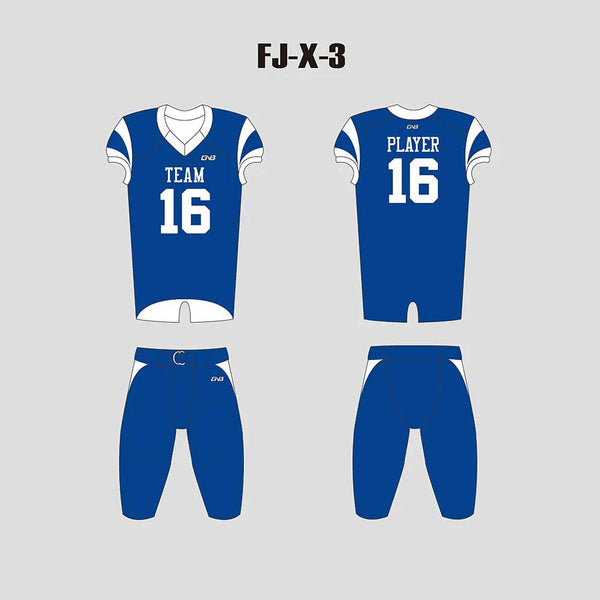 X3 Blue Sublimated Blank Custom High School Football Uniforms