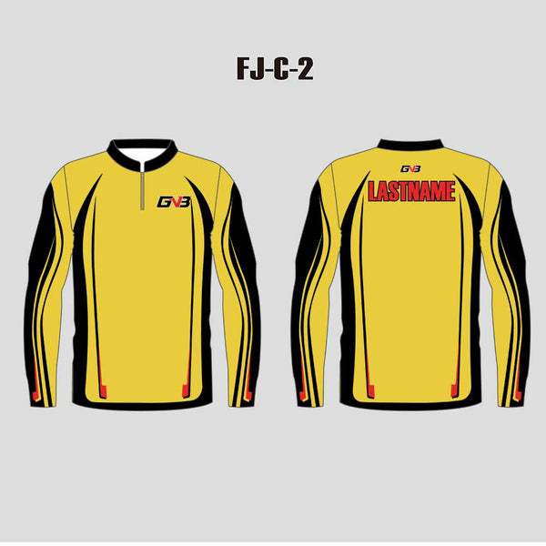 FJC2 Sublimated Yellow Custom Long Sleeve Performance Fishing Jerseys 1/4 Zip