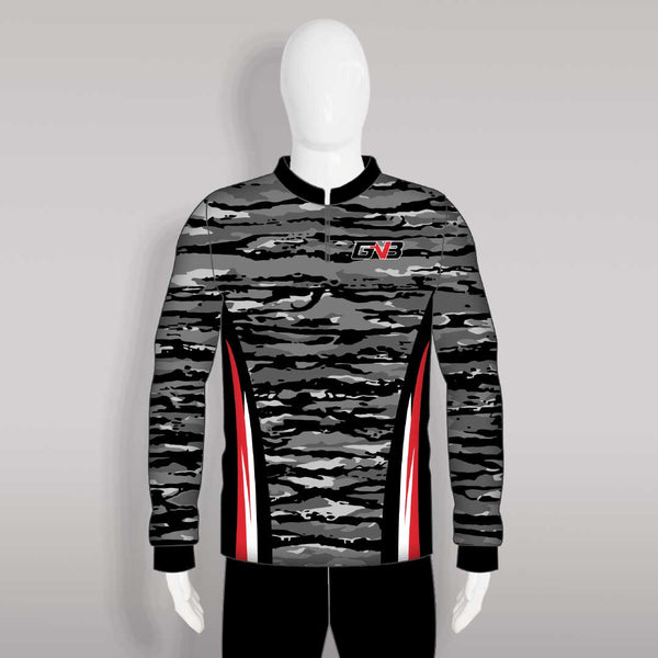 FJC3 Gray and Black Bark Pattern Custom Fishing Jerseys 1/4 Zip