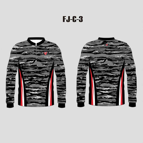 FJC3 Gray and Black Bark Pattern Custom Fishing Jerseys 1/4 Zip