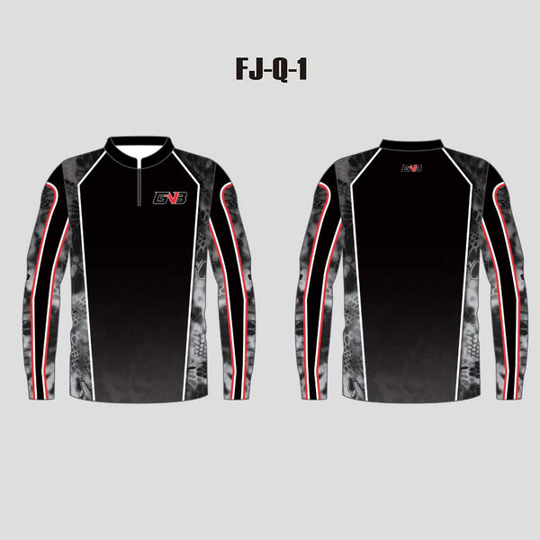 FJQ1 Black Sublimated Personalized 1/4 Zip Fishing Jerseys