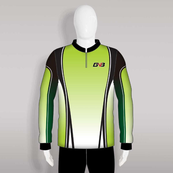 FJZ17 Green 1/4 Zip Custom Long Sleeve Performance Fishing Shirts
