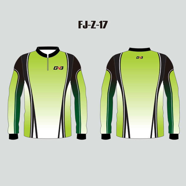 FJZ17 Green 1/4 Zip Custom Long Sleeve Performance Fishing Shirts