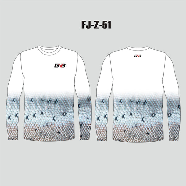 FJZ51 Fish Scale Custom Fishing Shirts Crewneck