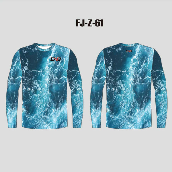 FJZ61 Blue Ocean Water Background Performance Custom Fishing Shirts