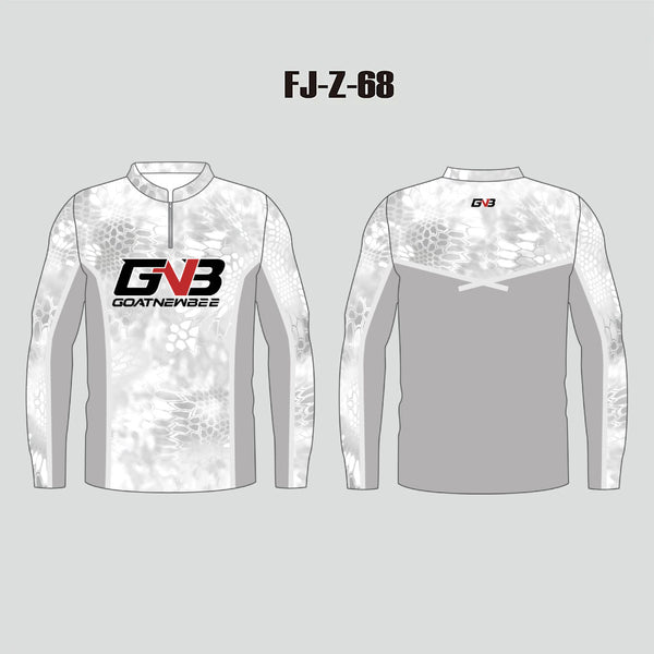 FJZ68 White Light Gray Performance Custom Fishing Shirts