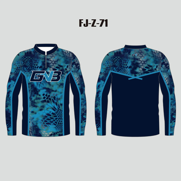 FJZ71 Dark Blue Performance Custom Fishing Shirts