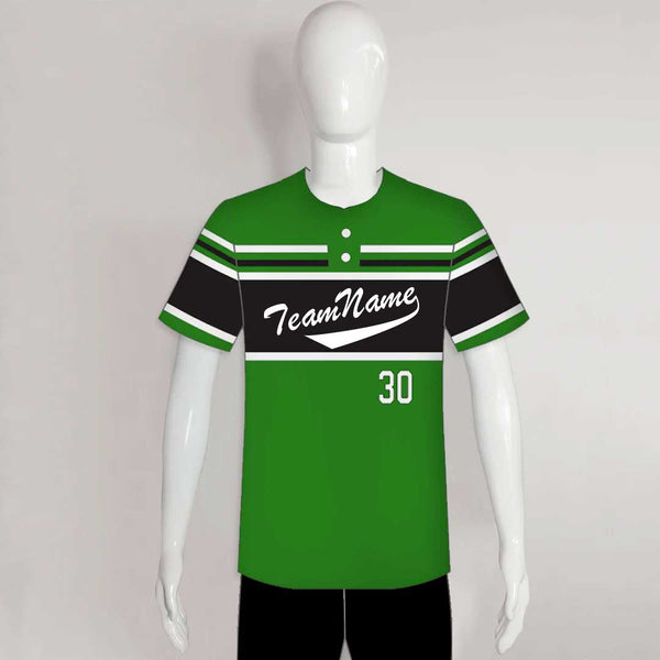X7 Green Black and White Custom Two-Button Baseball Jerseys