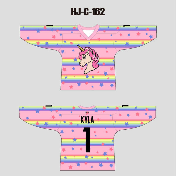 HJC162 Pink Unicorn Sublimated Custom Hockey Jerseys