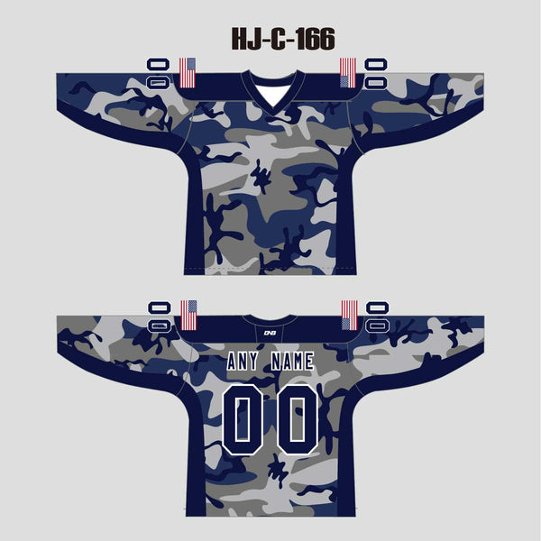 HJC166 Navy Camo Sublimated Custom Made Hockey Jerseys
