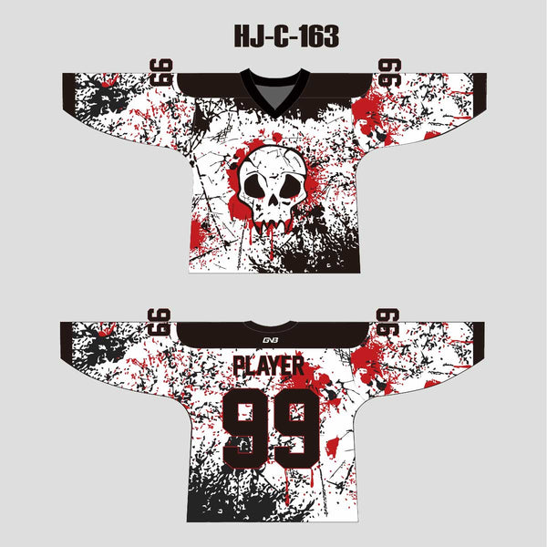HJC163 Stained Skull Sublimated Custom Hockey Jerseys