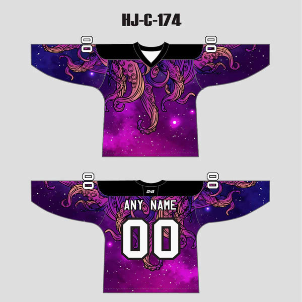 HJC174 Cool Starry Kraken Sublimated Custom Hockey Jerseys