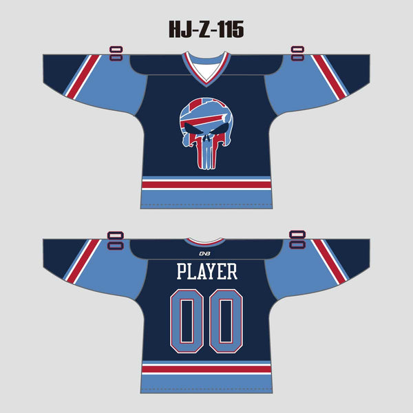 HJZ115 Punishment Skull Sublimated Custom Hockey Goalie Jerseys