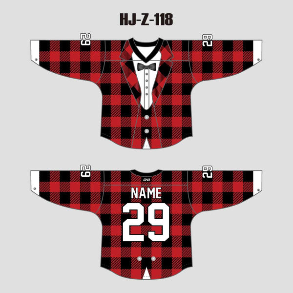 HJZ118 Lumberjack Plaid Sublimated Custom Hockey Goalie Jerseys
