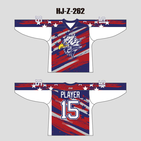 HJZ262 Patriotic Eagle Custom Sublimated Hockey Jerseys