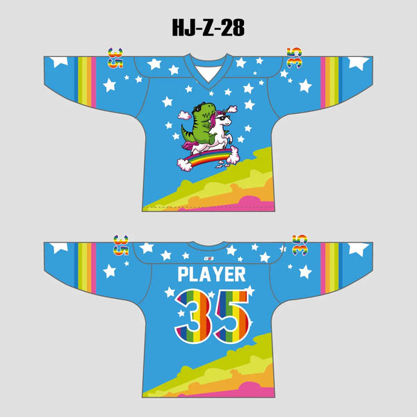HJZ28 Hilarious Unicorn Custom Sublimated Hockey Jerseys