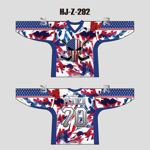 HJZ292 Abstract American Flag Custom Sublimated Hockey Jerseys