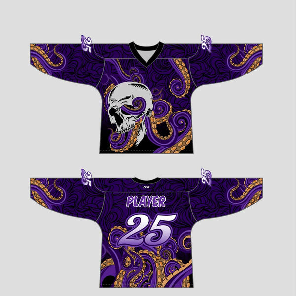HJL2 Kraken Skull Sublimated Custom Ice Roller Hockey Jerseys