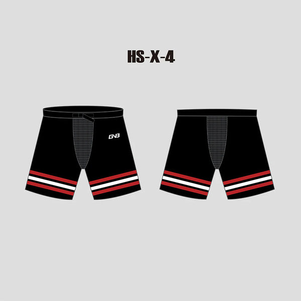 X4 Black Red and White Sublimated Custom Hockey Pant Shells