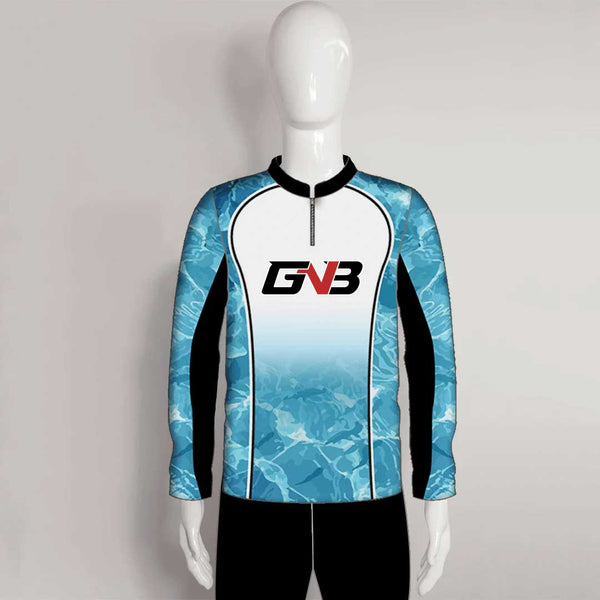 FJL2 Water Pattern Custom Blue Fishing Jerseys 1/4 Zip