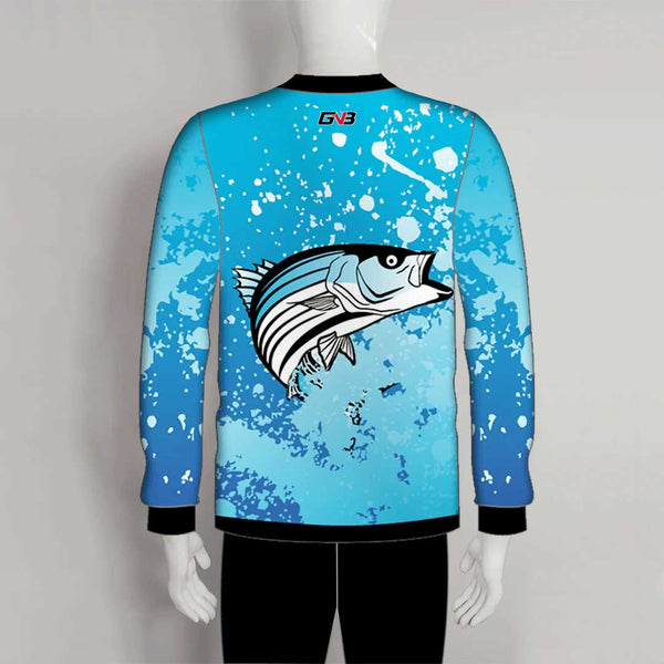 FJL3 Striped Bass Fish Blue Custom Fishing Jerseys 1/4 Zip