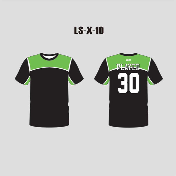 X10 Black Green Custom Lacrosse Shooting Shirts
