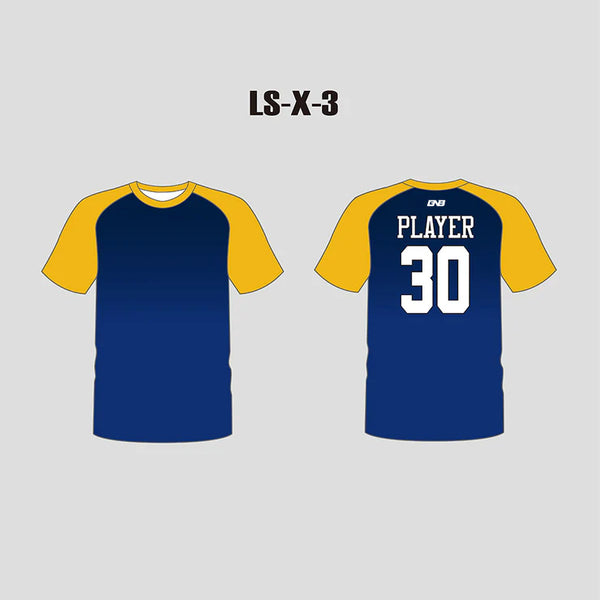 X3 Blue and Gold Custom Women's Lacrosse Shooting Shirts