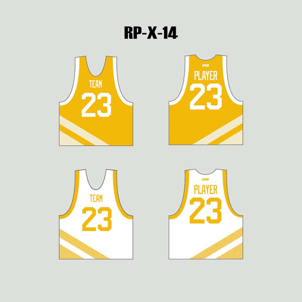 X14 Hexagon Gold White Custom Adult Youth Lacrosse Pinnies