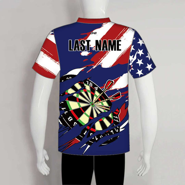 DSX1 Patriotic Distressed Dartboard Sublimated Custom Darts Shirts