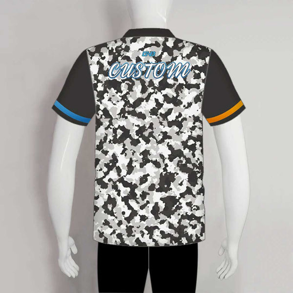 BJX2 Grey White Camo Sublimated Custom Team Bowling Jerseys