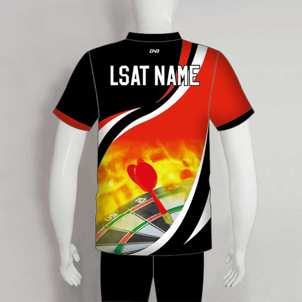 DSX3 Dart Board in Flame Red Black Custom Darts Jerseys