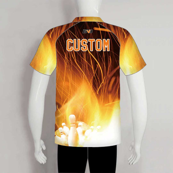 BJX5 Burning Flame Sublimated Custom Cool Blank Bowling Jerseys