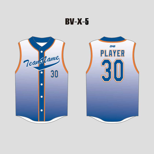 X5 Gradient Blue Blank Custom Sleeveless Baseball Jerseys