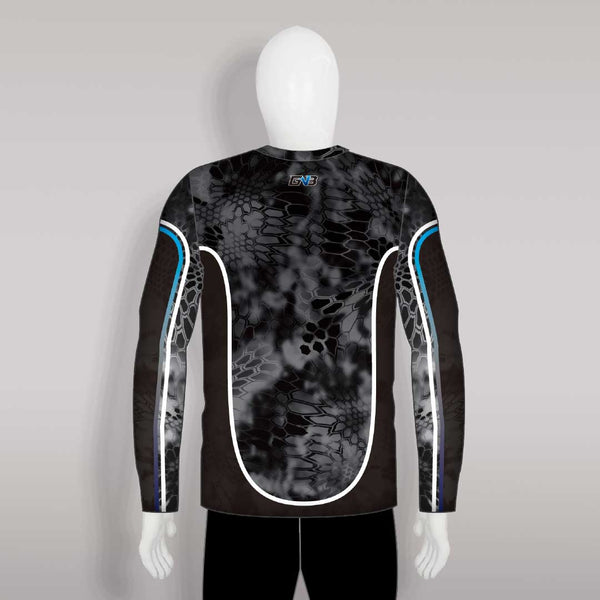 FJZ2 Custom Sublimated Black Crew Long Sleeve Performance Fishing Jerseys