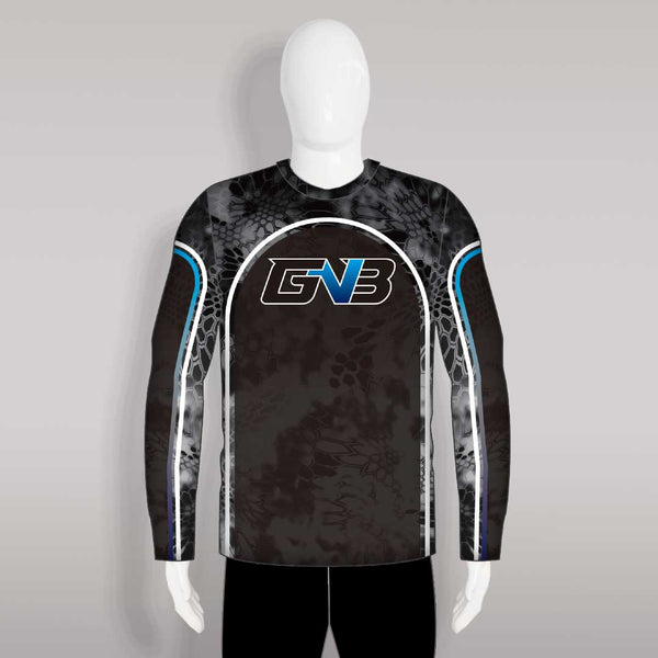 FJZ2 Custom Sublimated Black Crew Long Sleeve Performance Fishing Jerseys