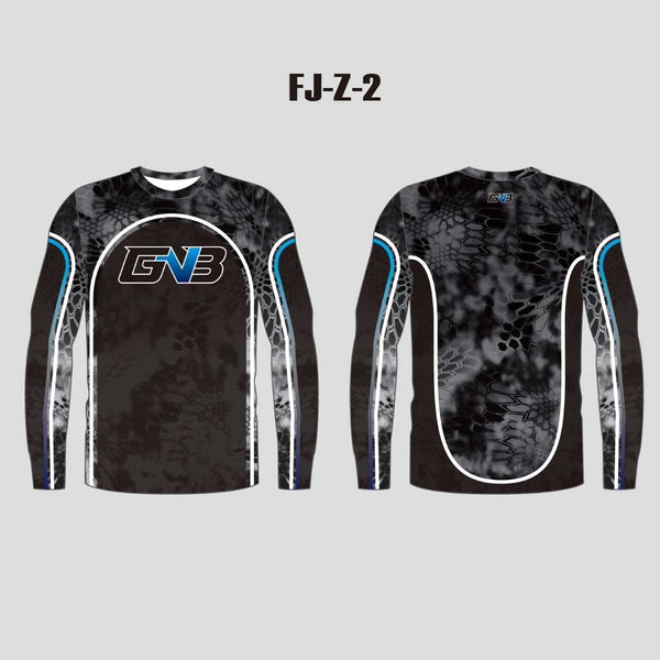 FJZ2 Custom Sublimated Black Crew Long Sleeve Performance Fishing Jerseys