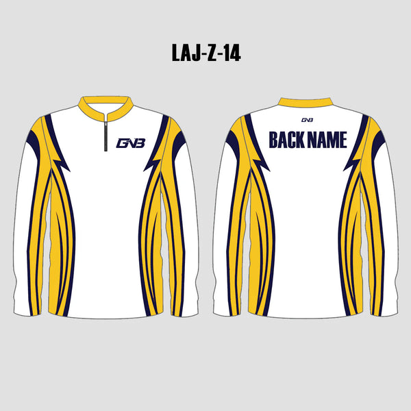 LAJZ14 White Yellow Long Sleeve Custom Archery Team Shirts Jerseys