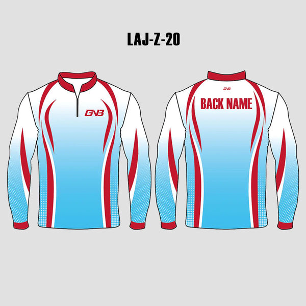 LAJZ20 Blue White Red Custom Long Sleeve Archery Polo Shirts Jerseys