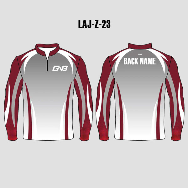 LAJZ23 Maroon Gray Custom Long Sleeve Sublimated Archery Jerseys