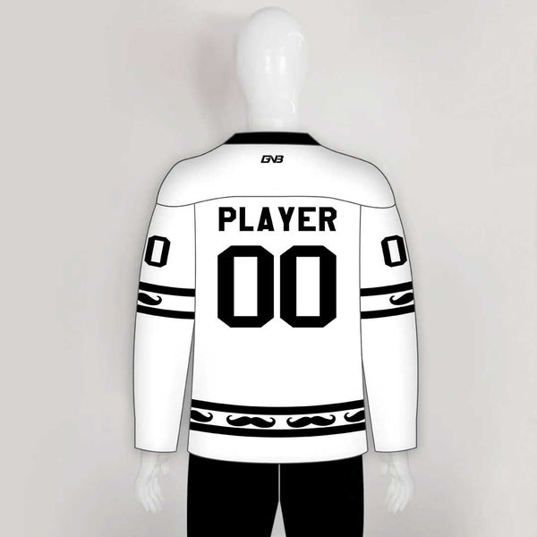 HJZ41 Beard Black White Sublimated Custom Hockey Jerseys