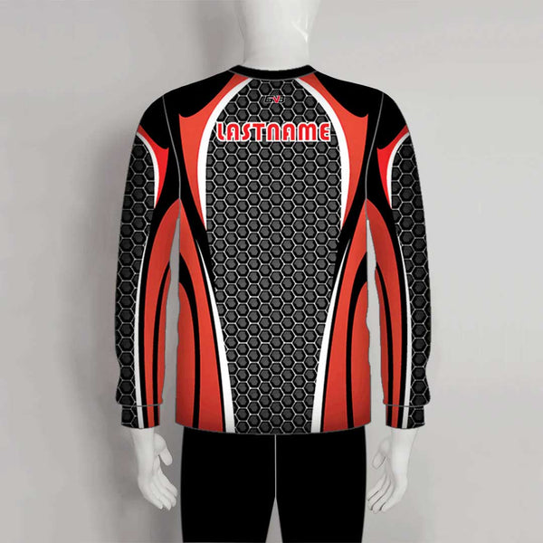 FJZ26 Red Black Hexagon Steel Pattern Custom Performance Fishing Jerseys