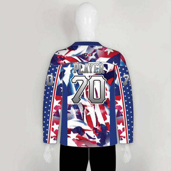 HJZ292 Abstract American Flag Custom Sublimated Hockey Jerseys