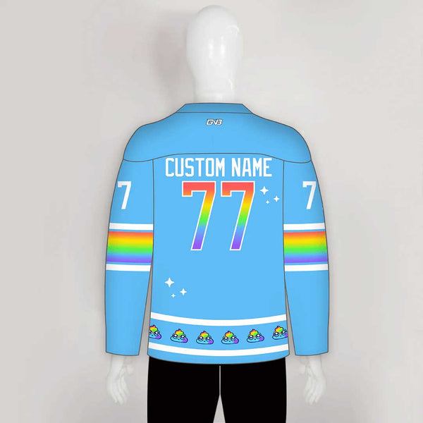 HJZ321 Funny Unicorn Pooping Rainbow Custom Hockey Jerseys