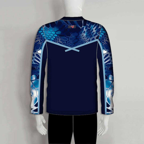 FJZ69 Blue Hex Camo Dark Performance Custom Fishing Shirts