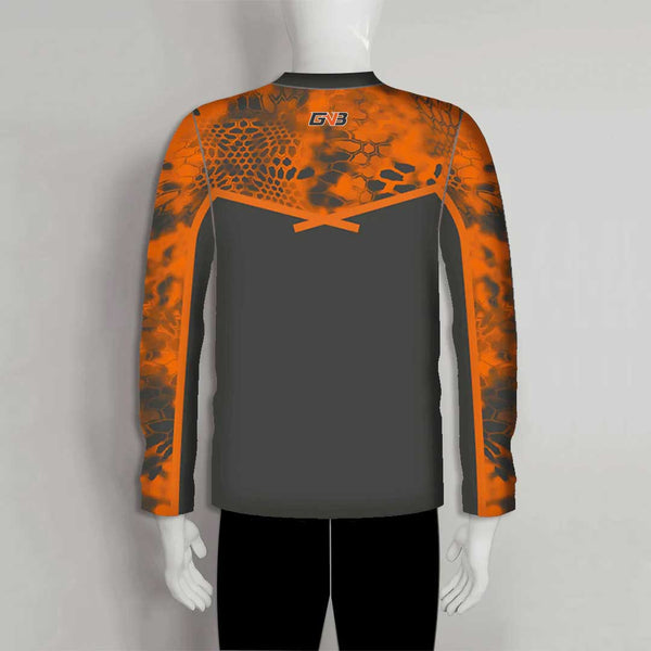 FJZ72 Orange Black Performance Custom Fishing Shirts