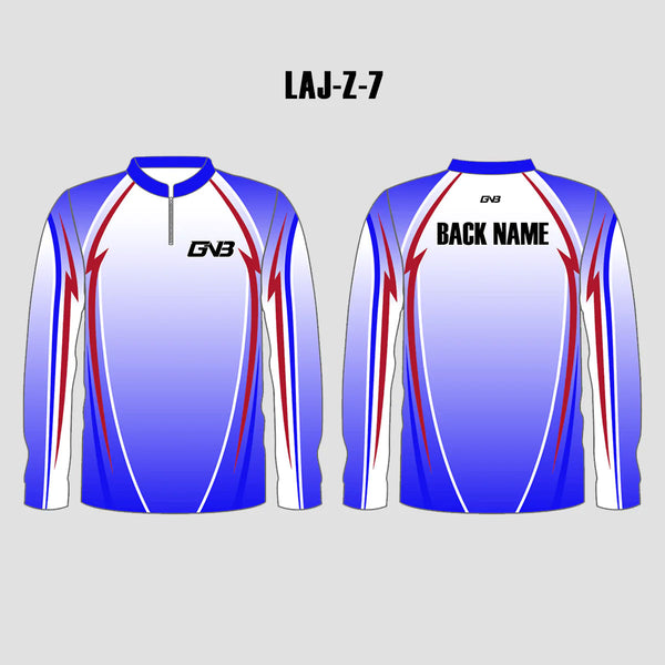 LAJZ7 White Blue Red Long Sleeve Custom Archery Bow Hunters Shirts