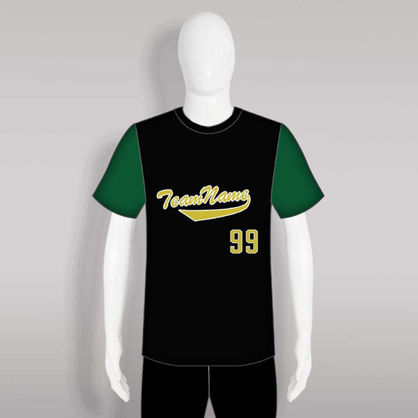 C32 Raglan Black Green Custom Crewneck Baseball Shirts