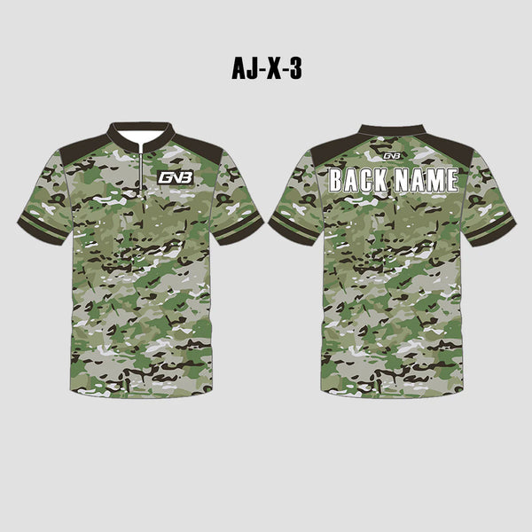 AJX3 Green Army Camo Custom Sublimated Archery Archer Jerseys