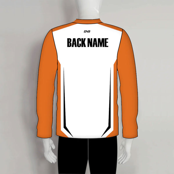 LAJZ11 White Orange Custom Long Sleeve Archery Shooter Jerseys